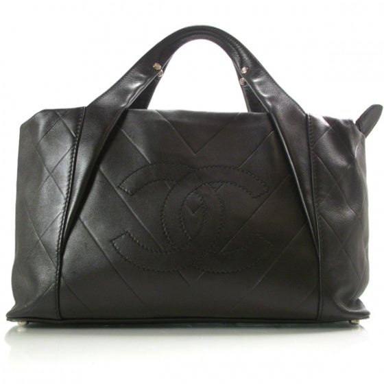 Chanel Lambskin CC Chevron Handbag Black 1 of 11