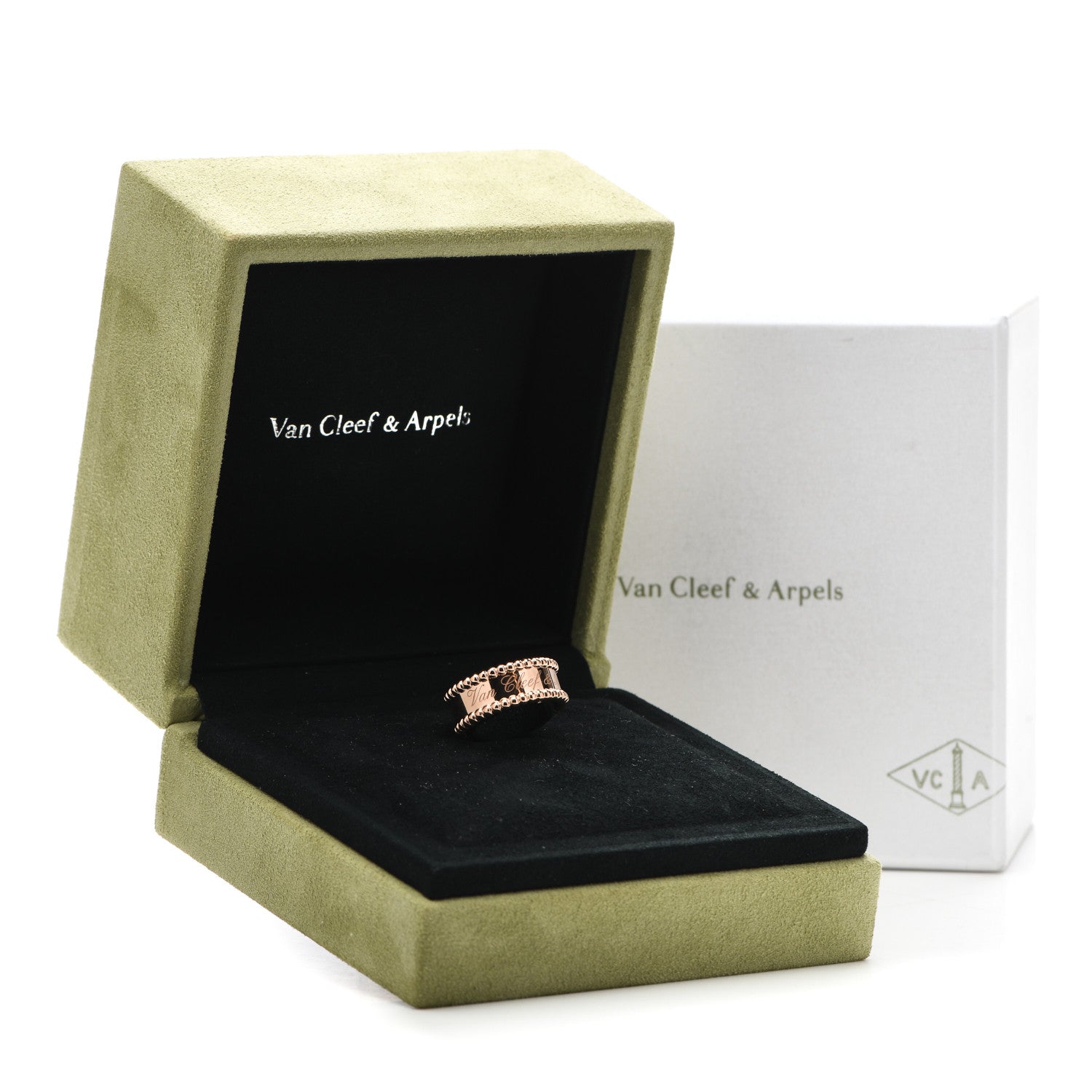 Van Cleef & Arpels 18K Rose Gold Perlee Signature Ring 50 5.25 5 of 6