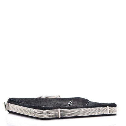 Givenchy Calf Hair Shark Lock Envelope Shoulder Bag Black 4 of 8