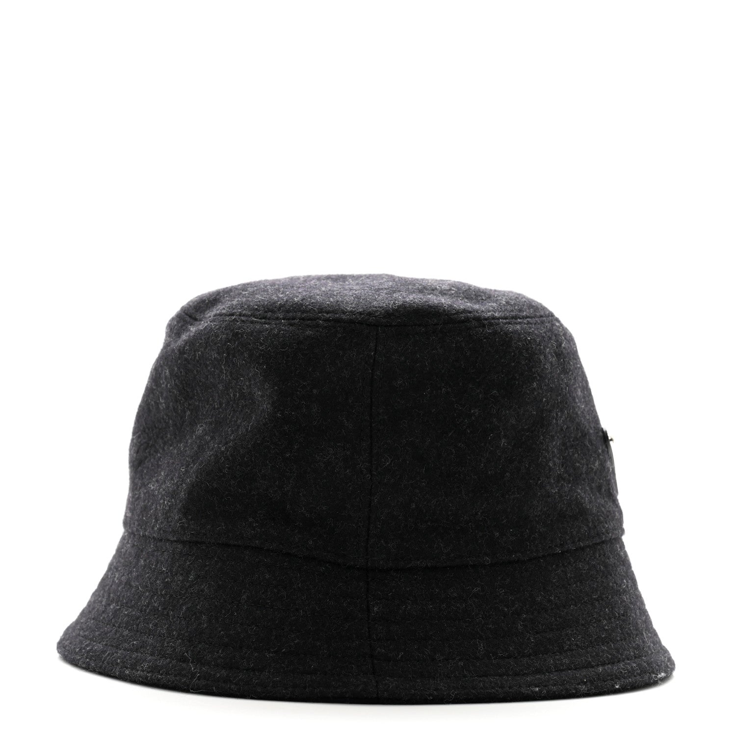 Prada Authentic Loden Wool Metal Triangle Logo Bucket Hat M Anthracite 5 of 10