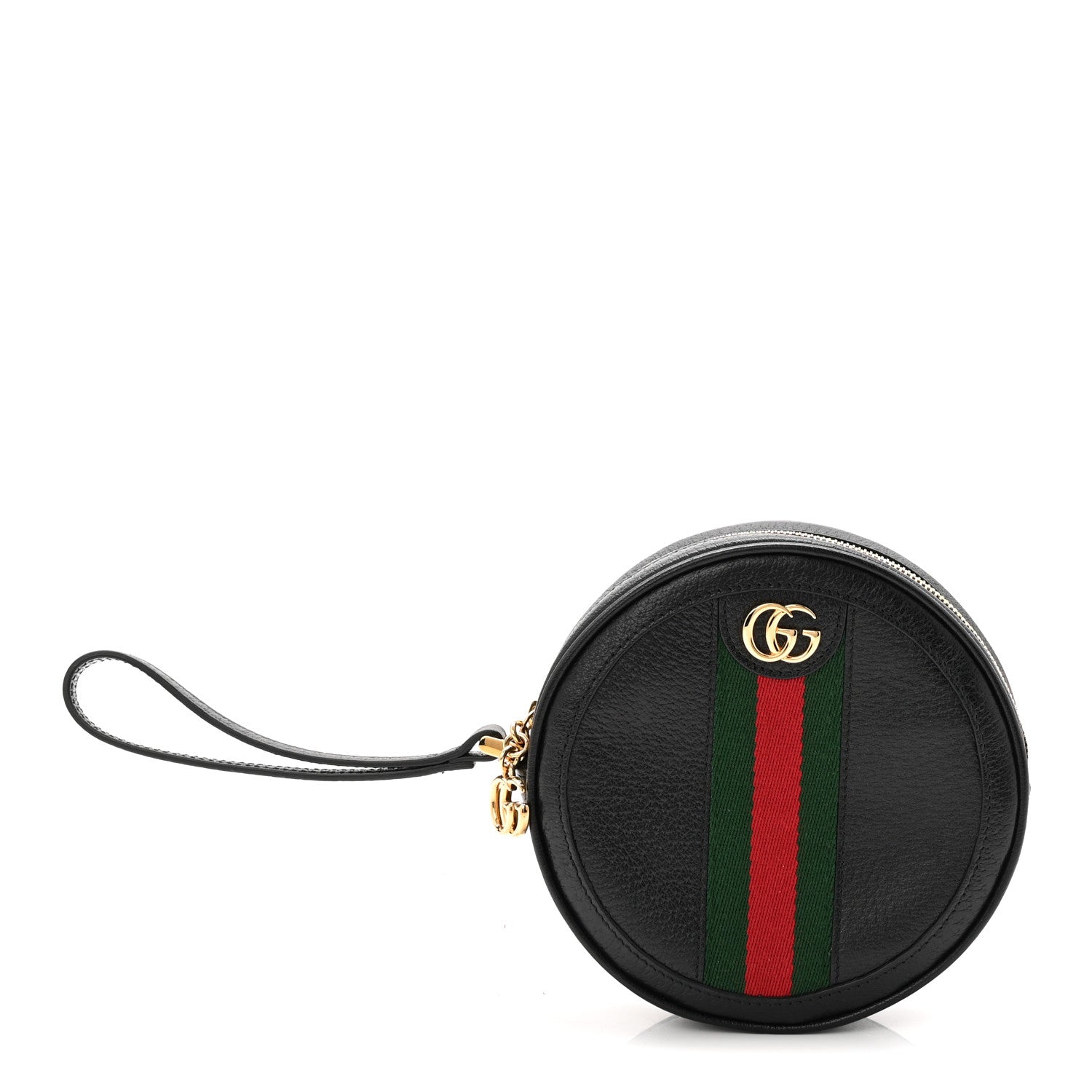 Gucci Textured Calfskin Web Ophidia Round Wrist Wallet Black 1 of 11