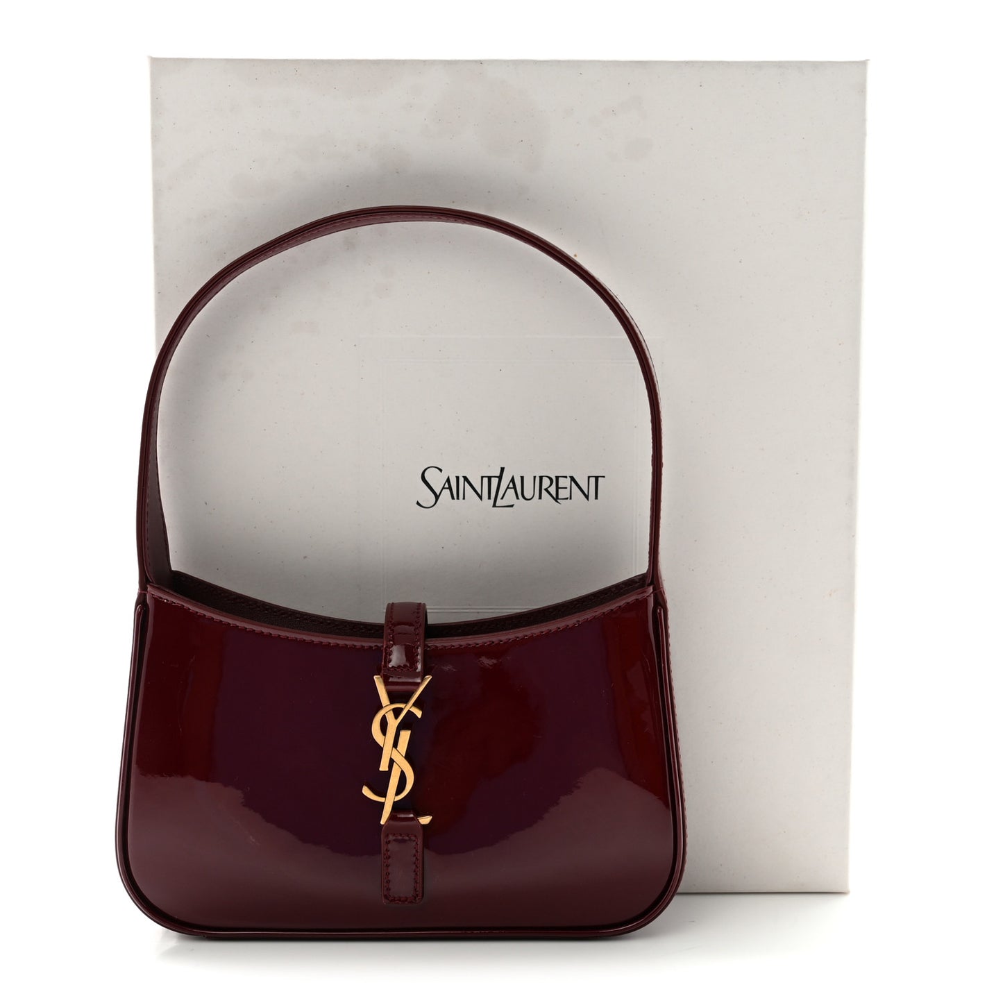 Patent Calfskin Le 5 A 7 Mini Hobo Red Grenat