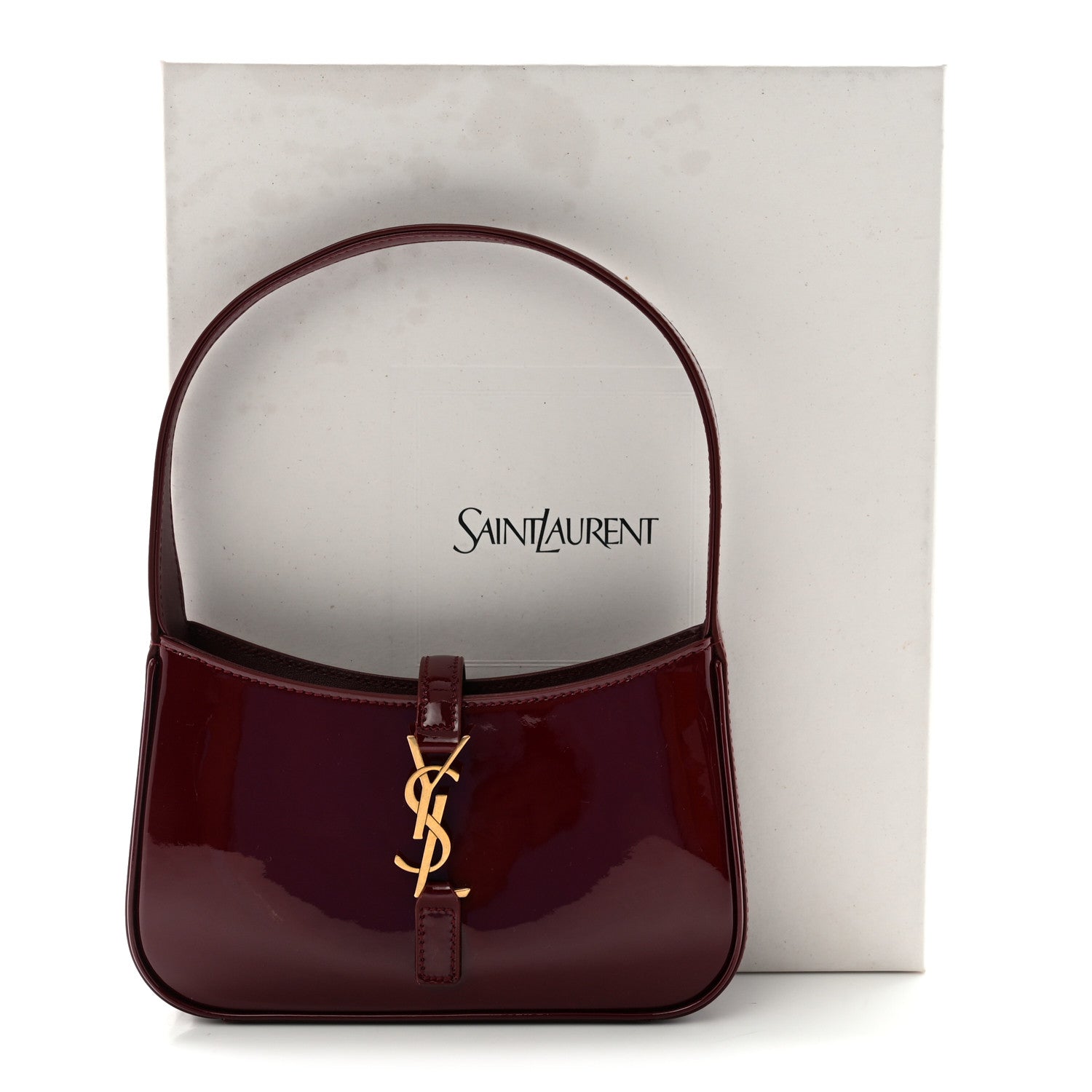 Saint Laurent Patent Calfskin Le 5 A 7 Mini Hobo Red Grenat 10 of 10