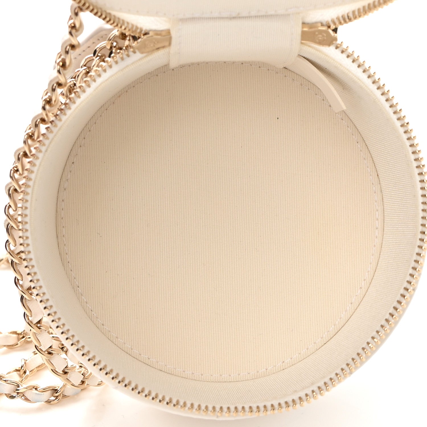 Chanel Lambskin Quilted Round Small Vanity Case With Chain White Black 5 of 13