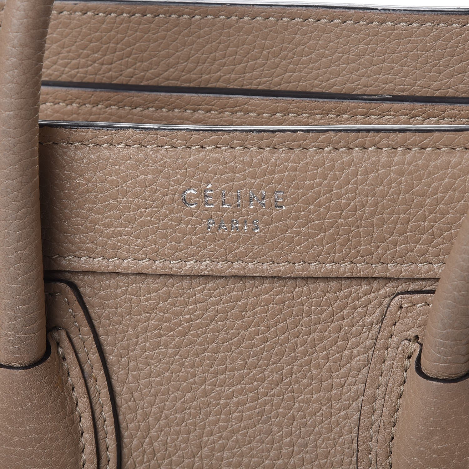 Celine Drummed Calfskin Nano Luggage Dune 6 of 9