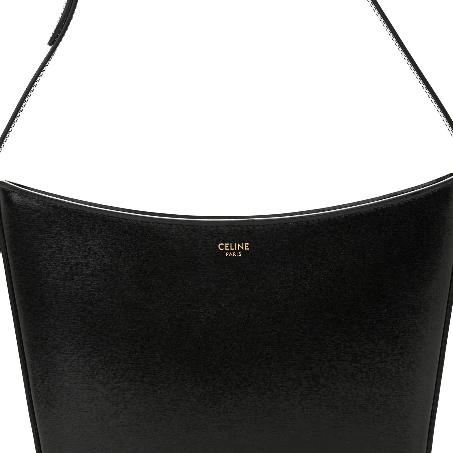 Shiny Calfskin Medium Croque Bag Black