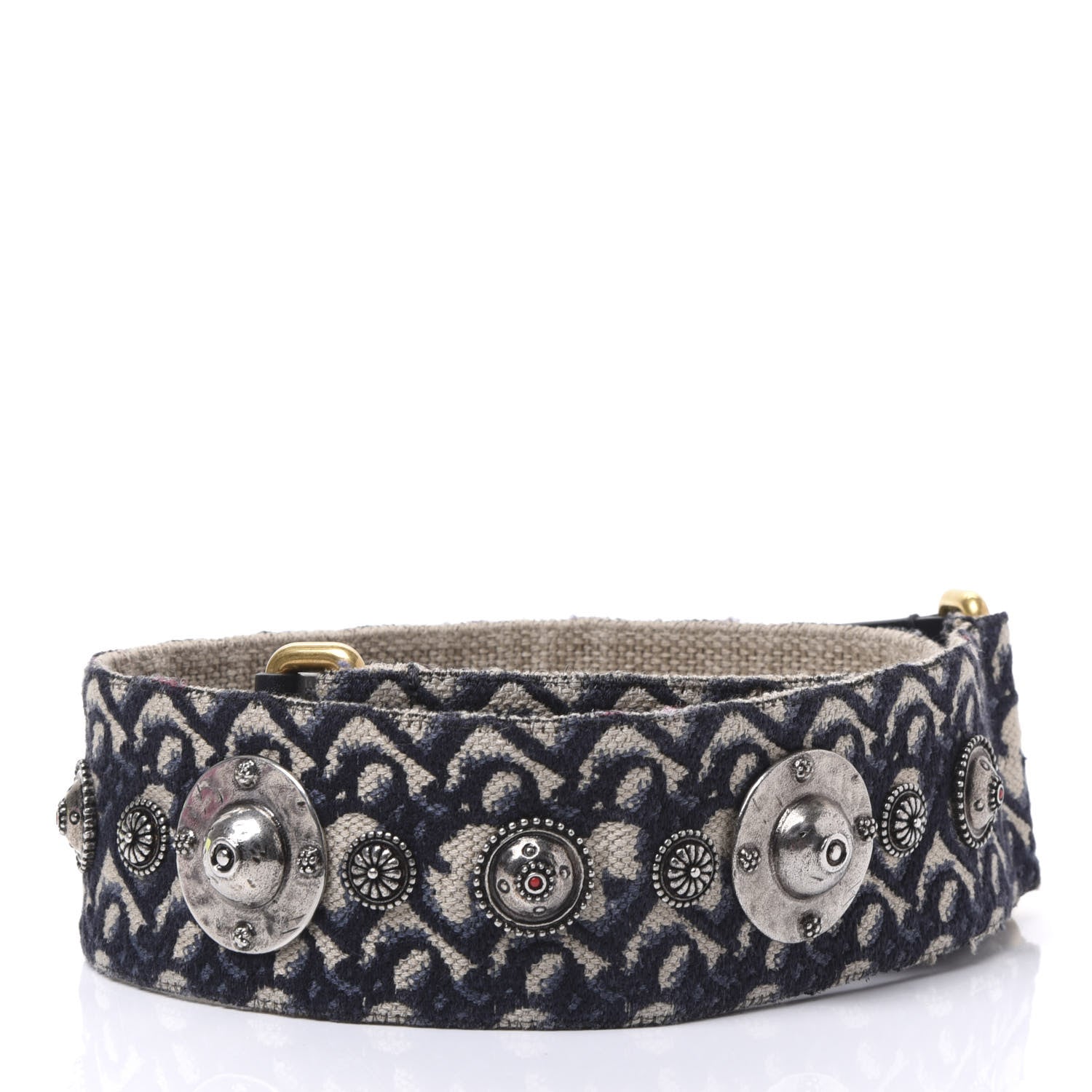 Christian Dior Oblique Studded Shoulder Strap Blue 2 of 5