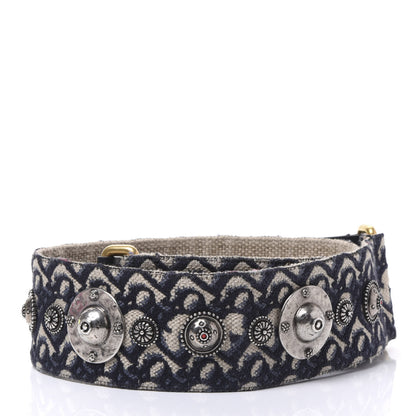Christian Dior Oblique Studded Shoulder Strap Blue 2 of 5