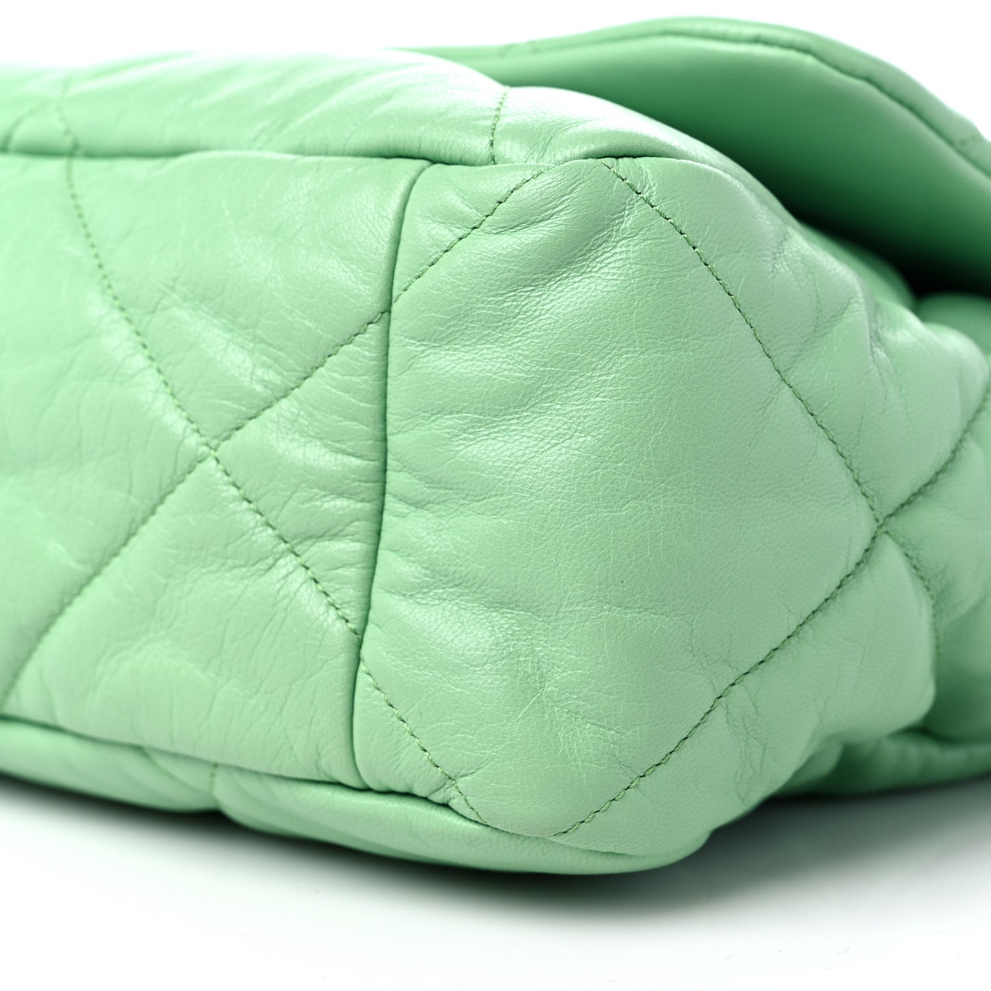 Goatskin Quilted Maxi Chanel 19 Flap Green