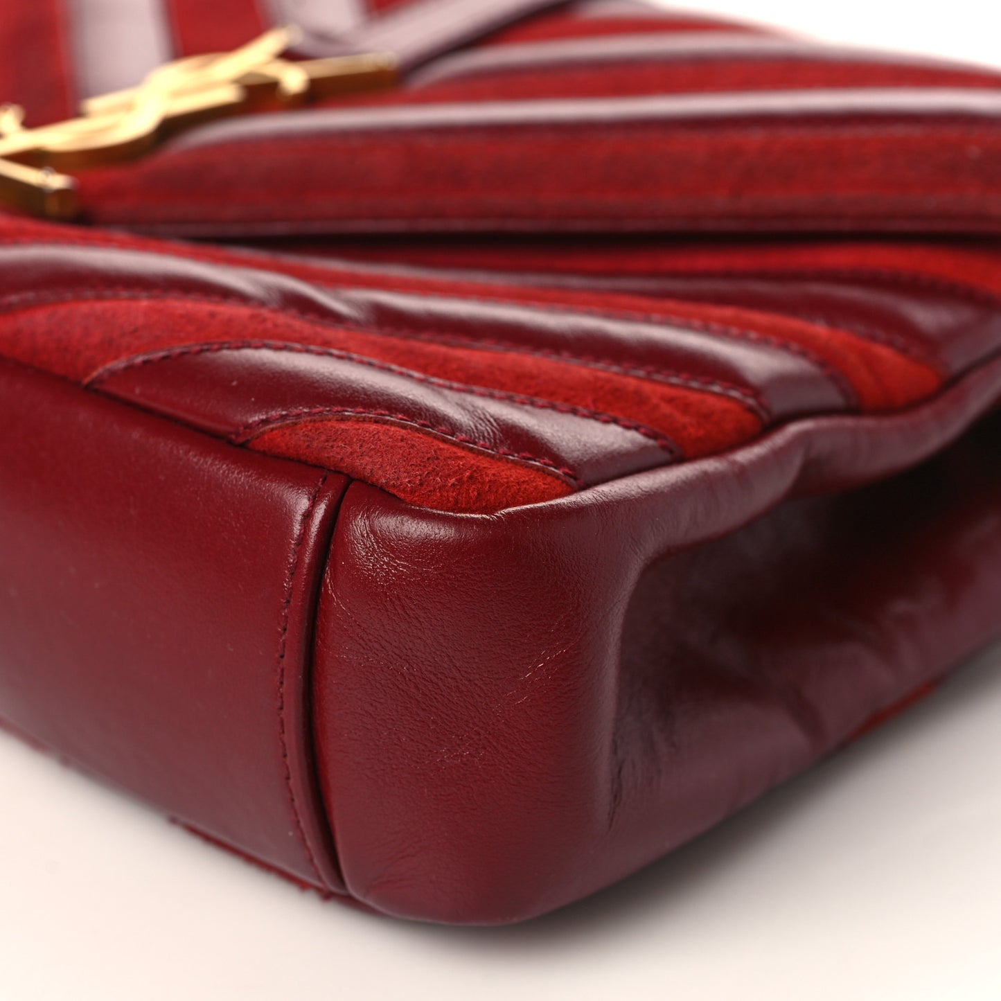 Calfskin Suede Matelasse Chevron Medium Monogram College Bag Burgundy