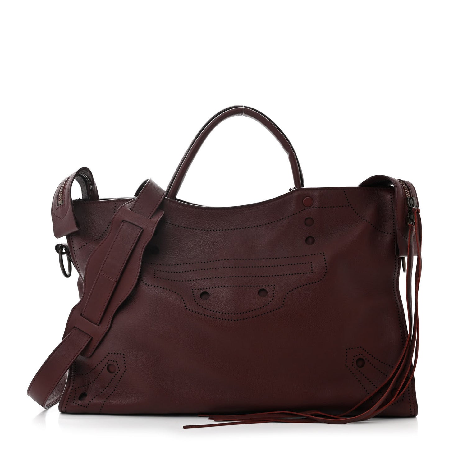 Veau Soyeux Perforated Blackout Hardware City Rouge Bordeaux