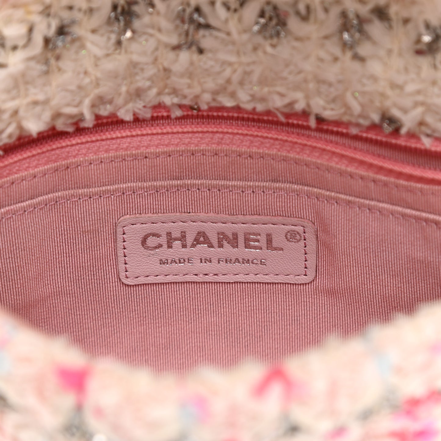 Tweed Quilted Mini Rectangular Flap Light Pink Silver Blue