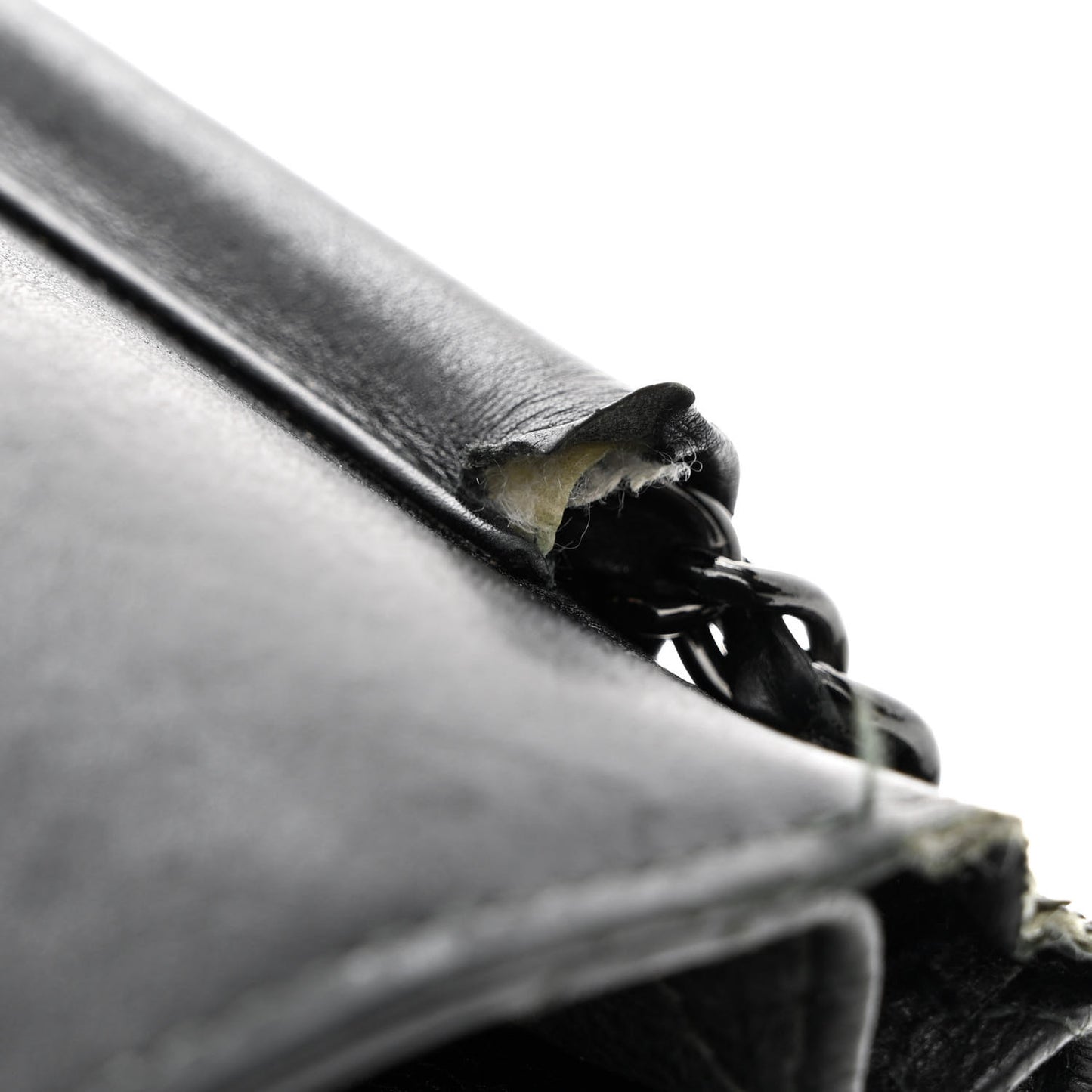 Crumpled Calfskin Quilted Wallet On Chain WOC So Black