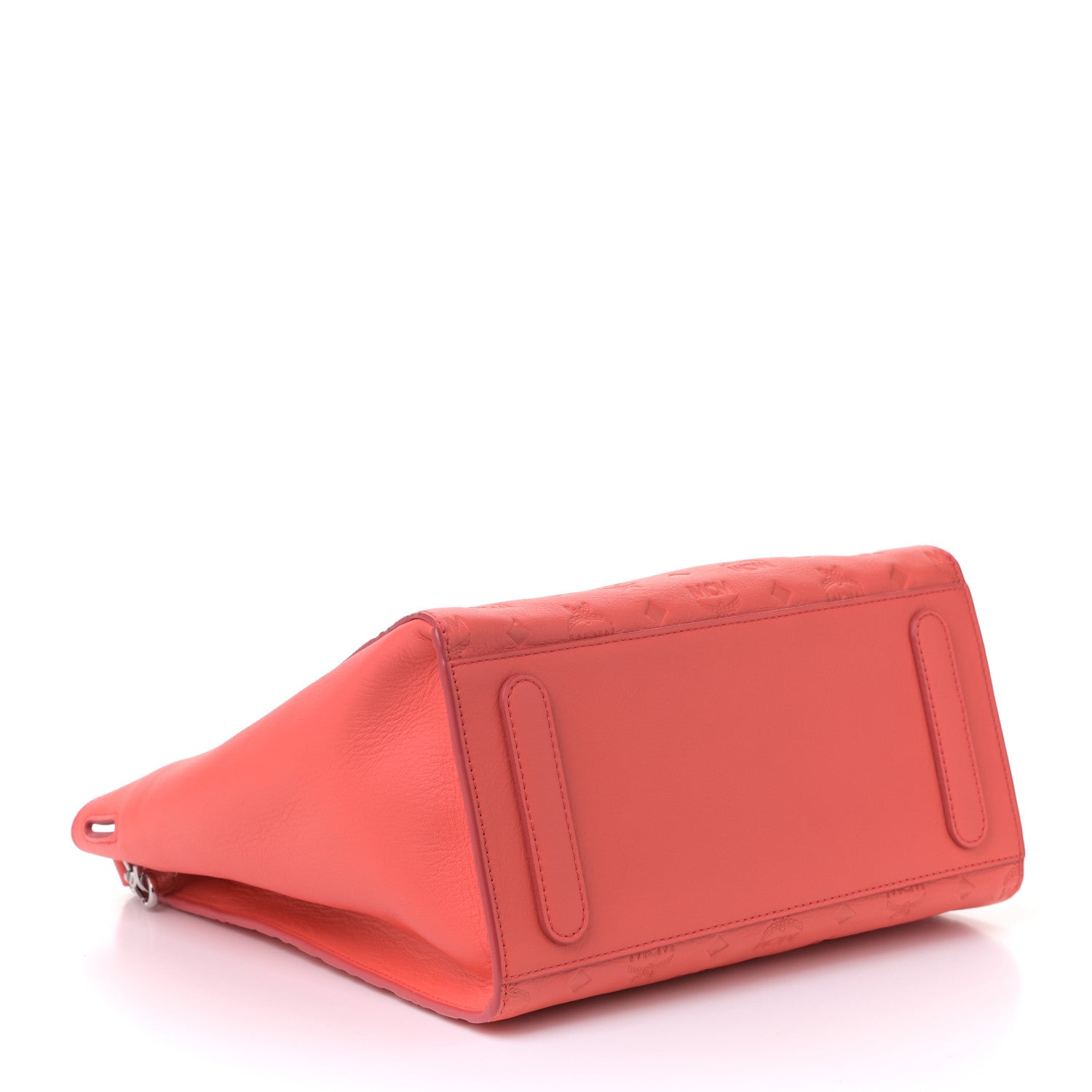 MCM Calfskin Ottomar Monogram Essential Bucket Bag Hot Coral 3 of 4
