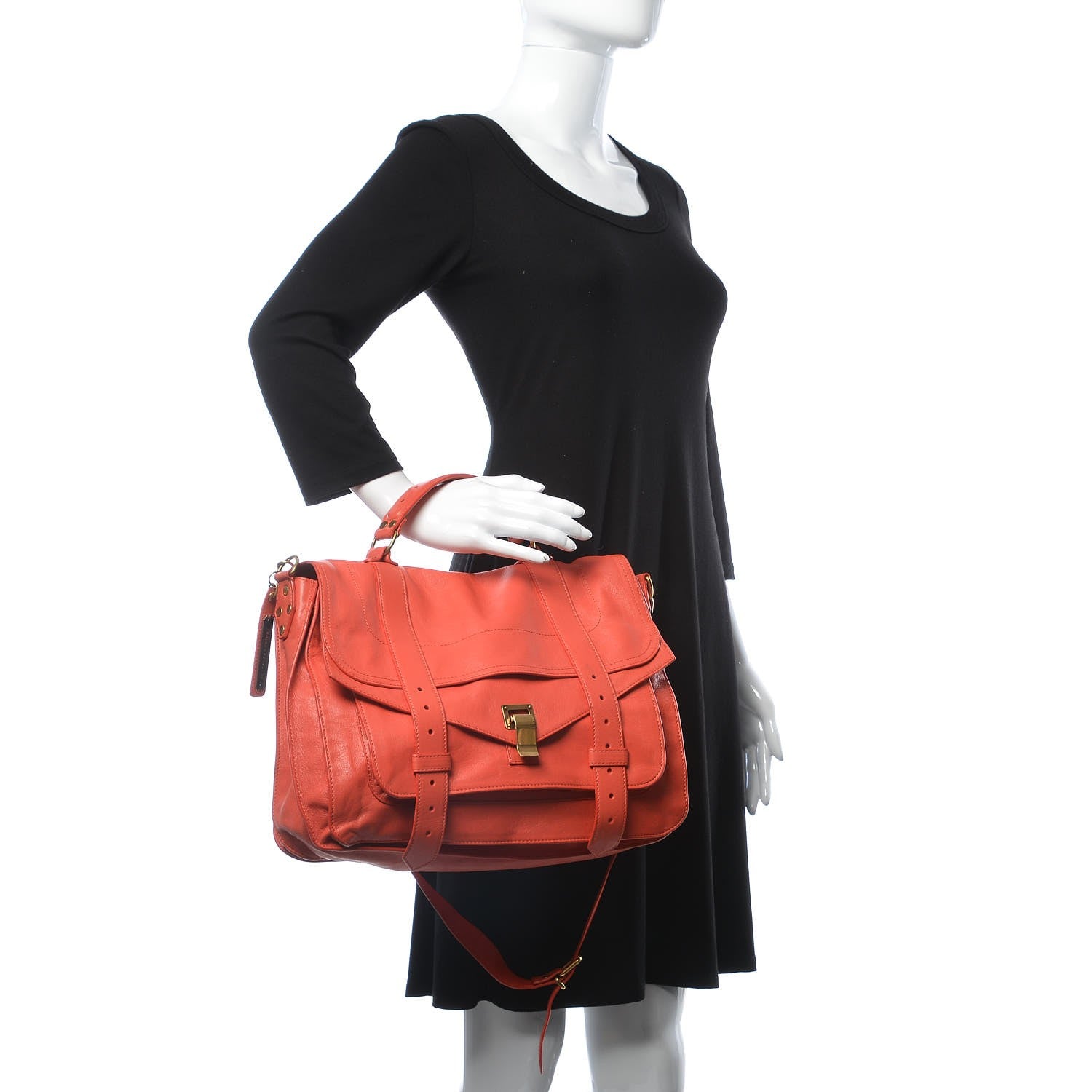 Proenza Schouler Lambskin PS1 Large Satchel Deep Coral 2 of 9