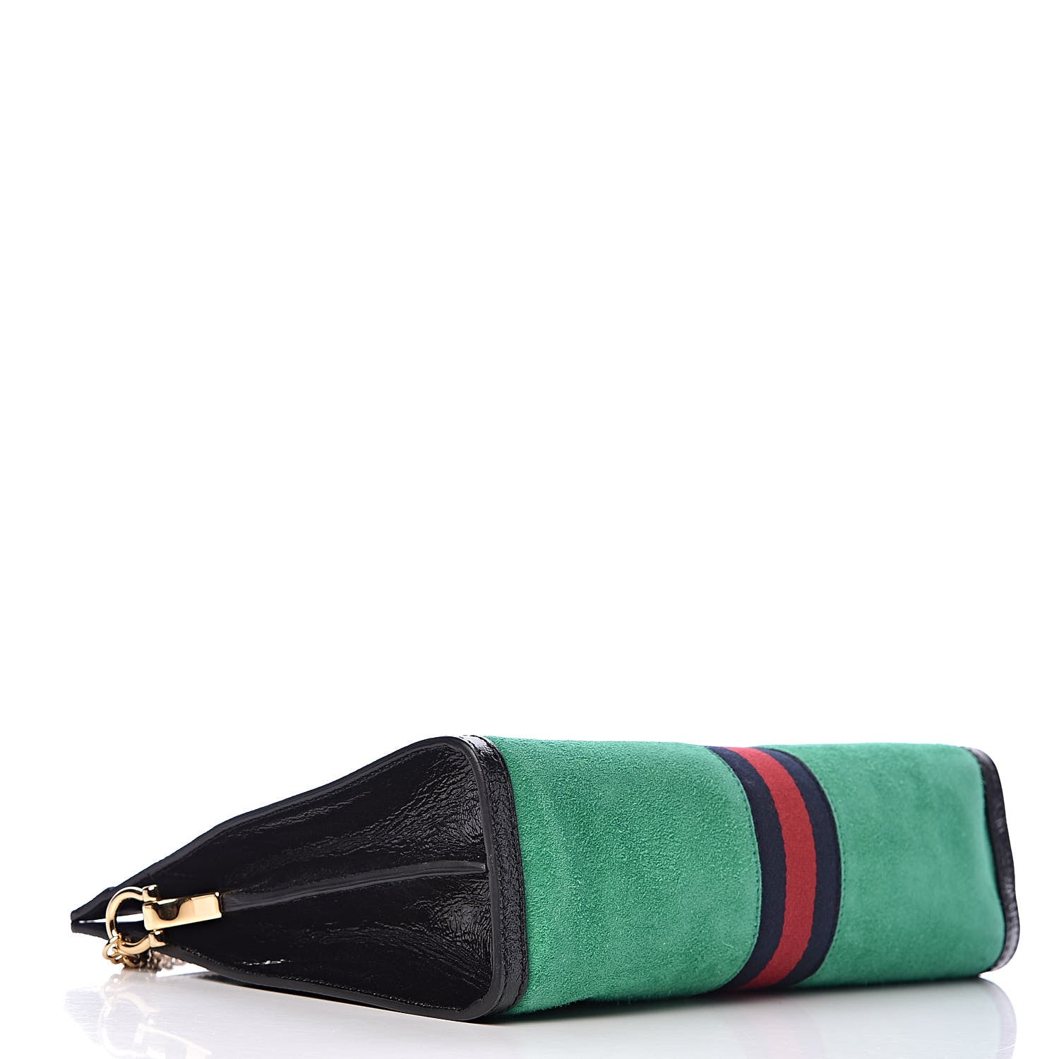 Gucci Suede Patent Web Medium Ophidia Chain Shoulder Bag New Shamarock Black 4 of 10