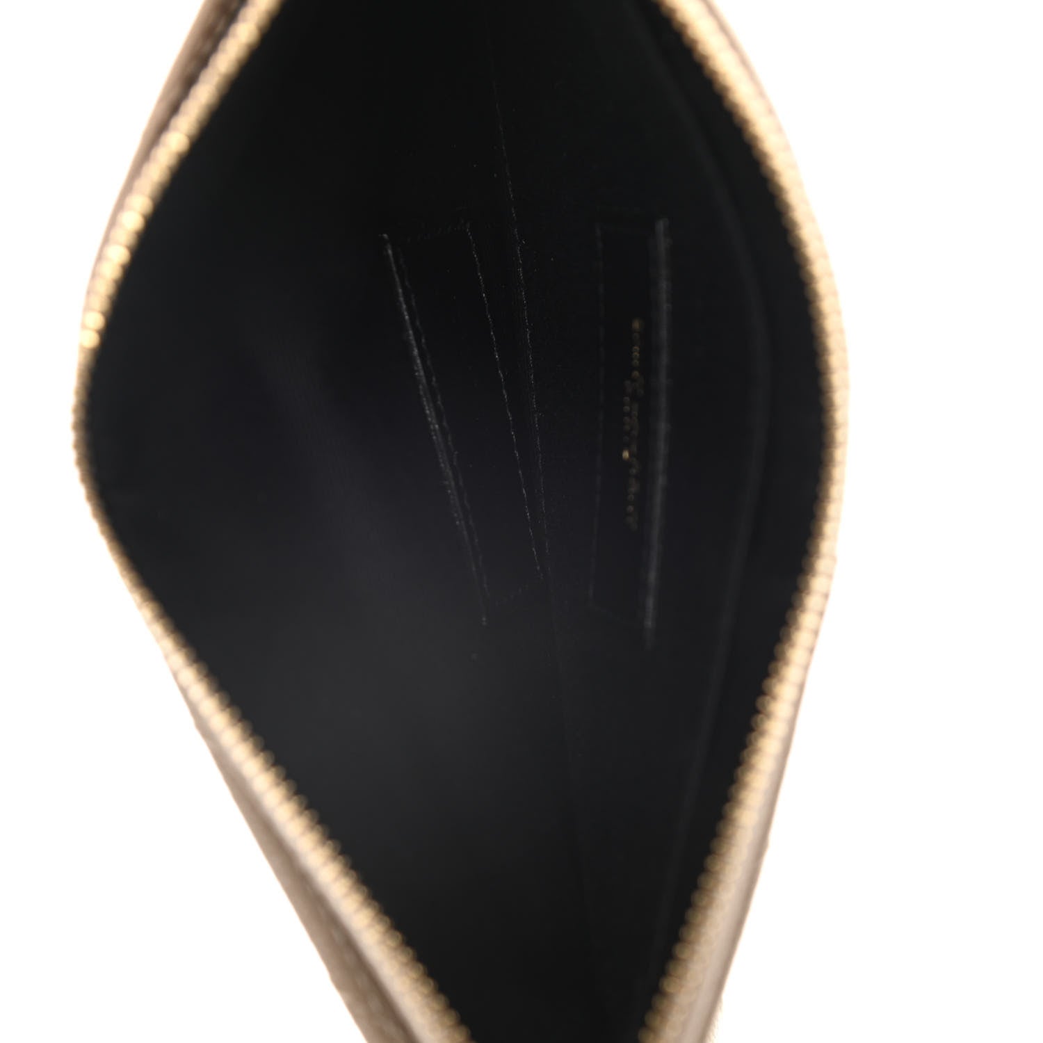 Saint Laurent Grain De Poudre Chevron Monogram Bill Pouch Dark Beige 5 of 9