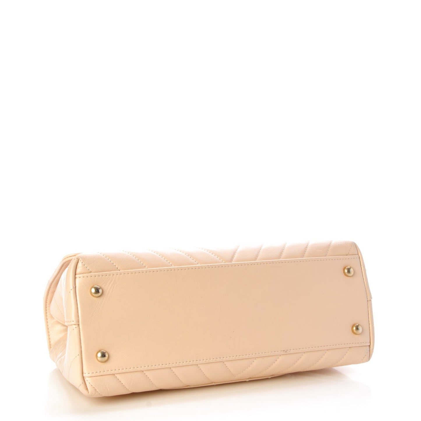 Calfskin Chevron Quilted Small Coco Handle Flap Light Beige