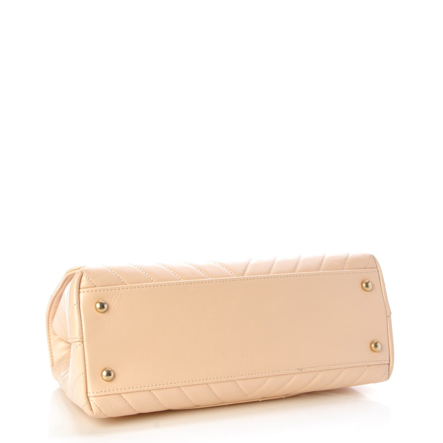 Chanel Calfskin Chevron Quilted Small Coco Handle Flap Light Beige 4 of 11