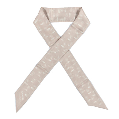 Chanel Silk CC Slim Bandeau Scarf Beige 1 of 5