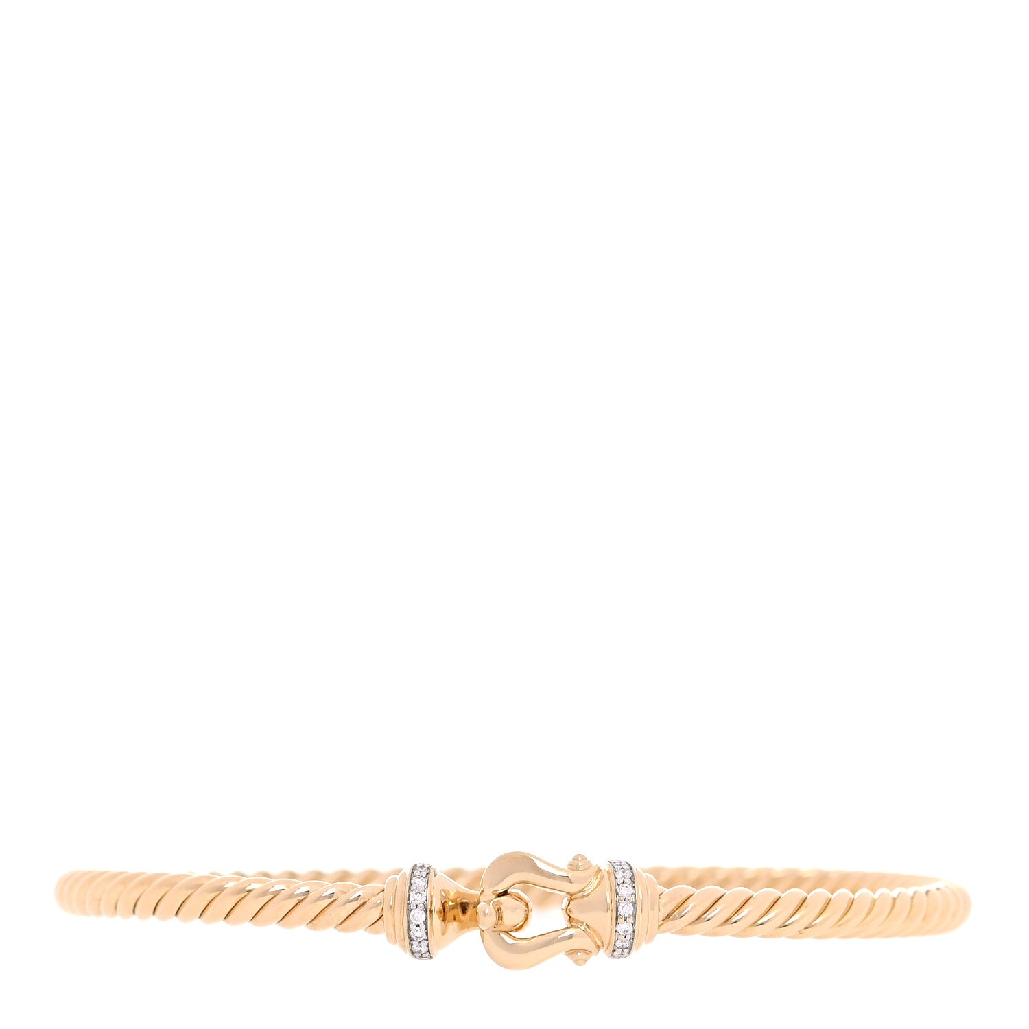 David Yurman 18K Yellow Gold Diamond 3.5mm Cable Buckle Bracelet 1 of 5