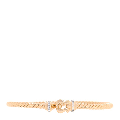 David Yurman 18K Yellow Gold Diamond 3.5mm Cable Buckle Bracelet 1 of 5