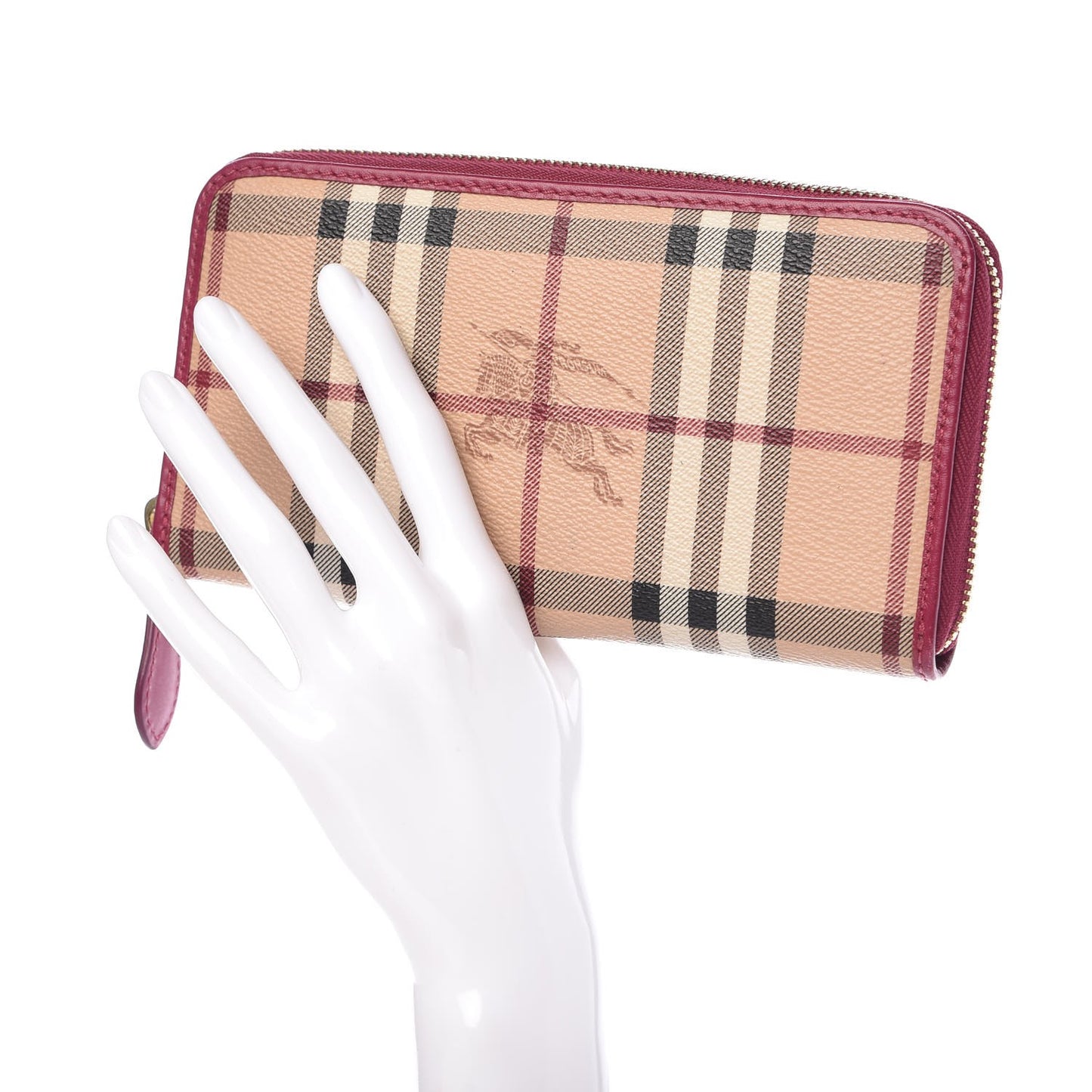 Haymarket Check Large Ziggy Zip Around Wallet Bright Rhubarb Pink