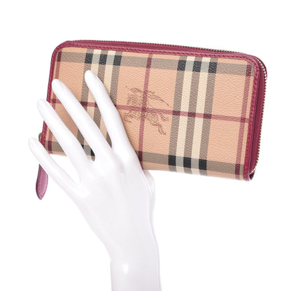 Burberry Haymarket Check Large Ziggy Zip Around Wallet Bright Rhubarb Pink 2 of 9