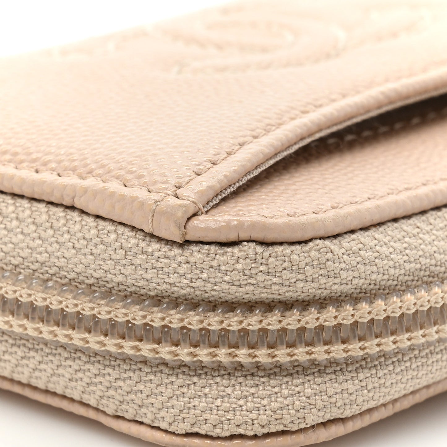 Caviar Timeless CC Zip Around Coin Purse Beige Clair