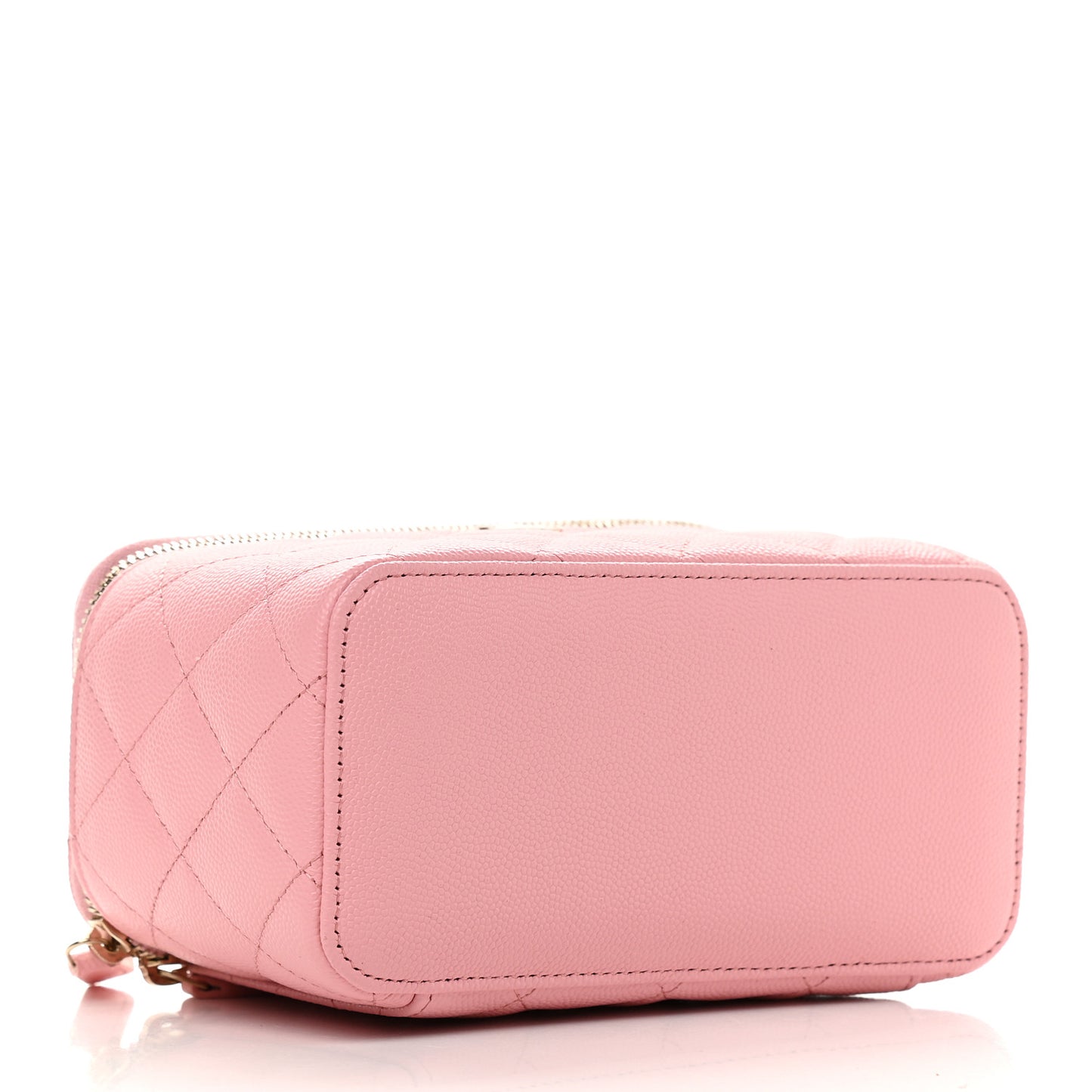 Caviar Quilted Small Vanity Case With Chain Pink