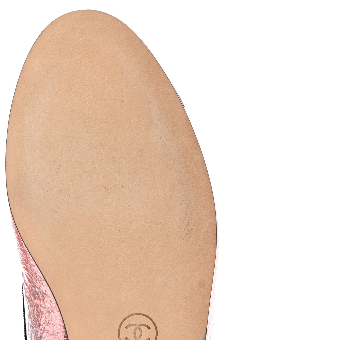 Laminated Calfskin Grosgrain Cap Toe CC Ballerina Flats 36.5 Multicolor Black
