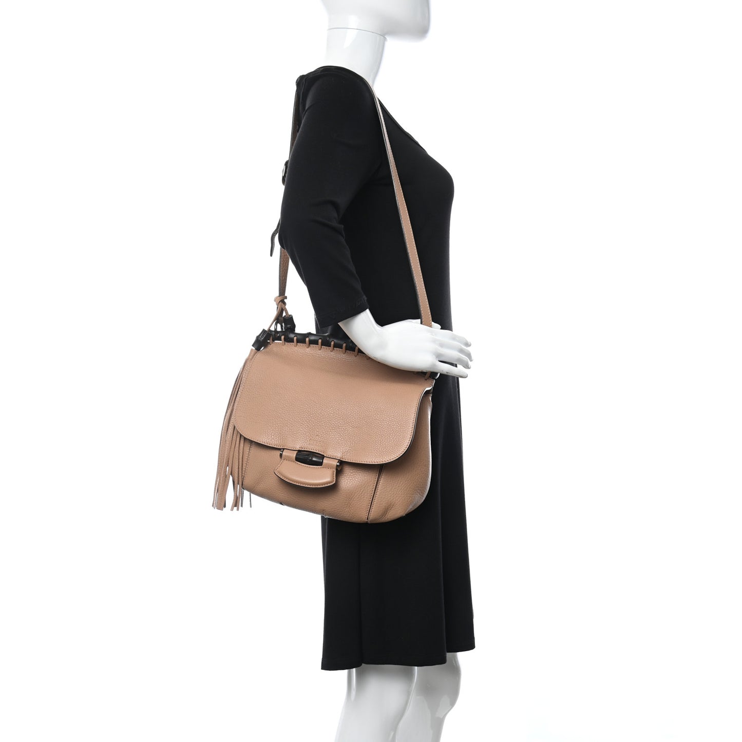 Calfskin Medium Nouveau Fringe Shoulder Bag Tan