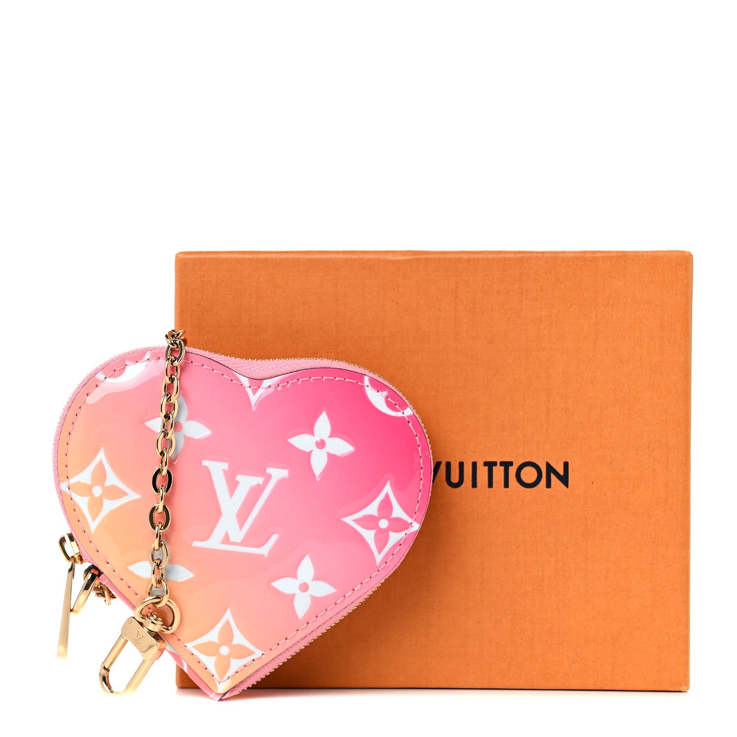 Louis Vuitton Vernis Gradient Love Lock Heart Coin Purse Pink White 8 of 8