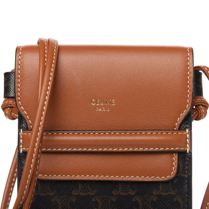 Celine Triomphe Canvas Lambskin Phone Pouch With Flap Tan 8 of 10