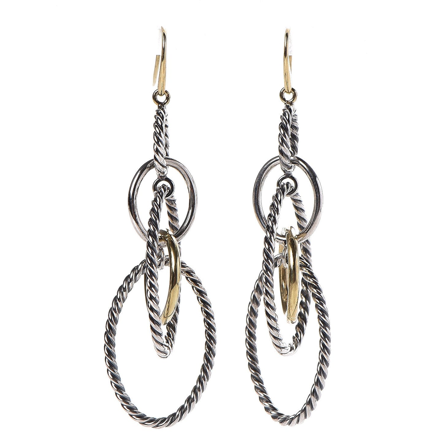 Sterling Silver 18K Yellow Gold Mobile Oval Drop Earrings