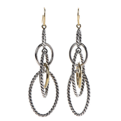 David Yurman Sterling Silver 18K Yellow Gold Mobile Oval Drop Earrings 1 of 6