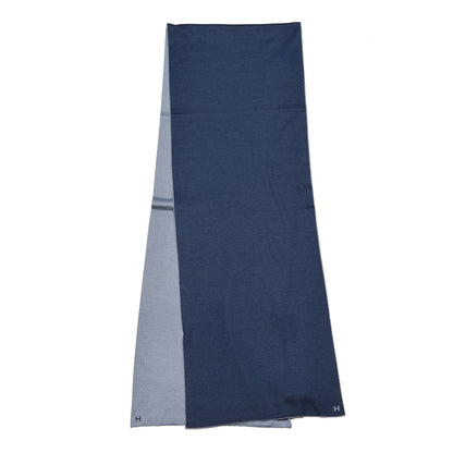 Hermes Cashmere Silk Aller Retour Scarf Bleu Gris Ocean 1 of 4
