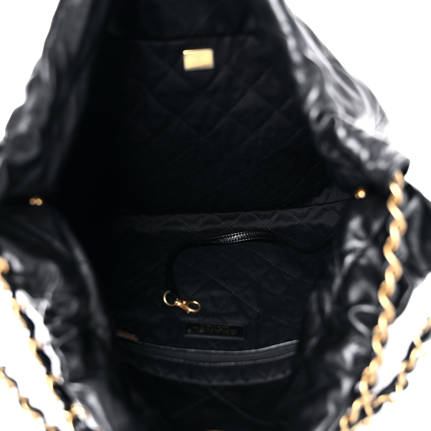 Shiny Calfskin Quilted Chanel 22 Black