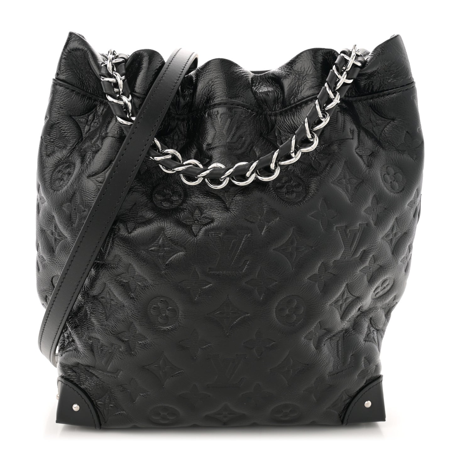 Lambskin Monogram Shadow Coussin Noe Trunk PM Black