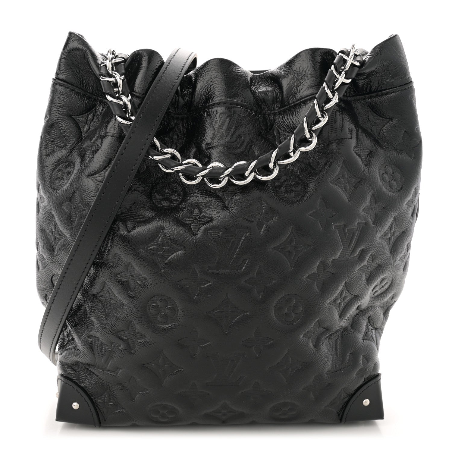 Louis Vuitton Lambskin Monogram Shadow Coussin Noe Trunk PM Black 1 of 9