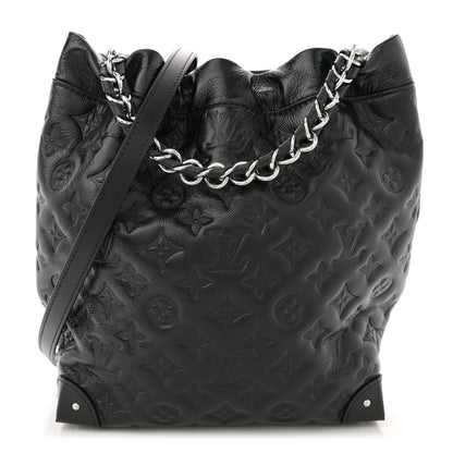 Louis Vuitton Lambskin Monogram Shadow Coussin Noe Trunk PM Black 1 of 9
