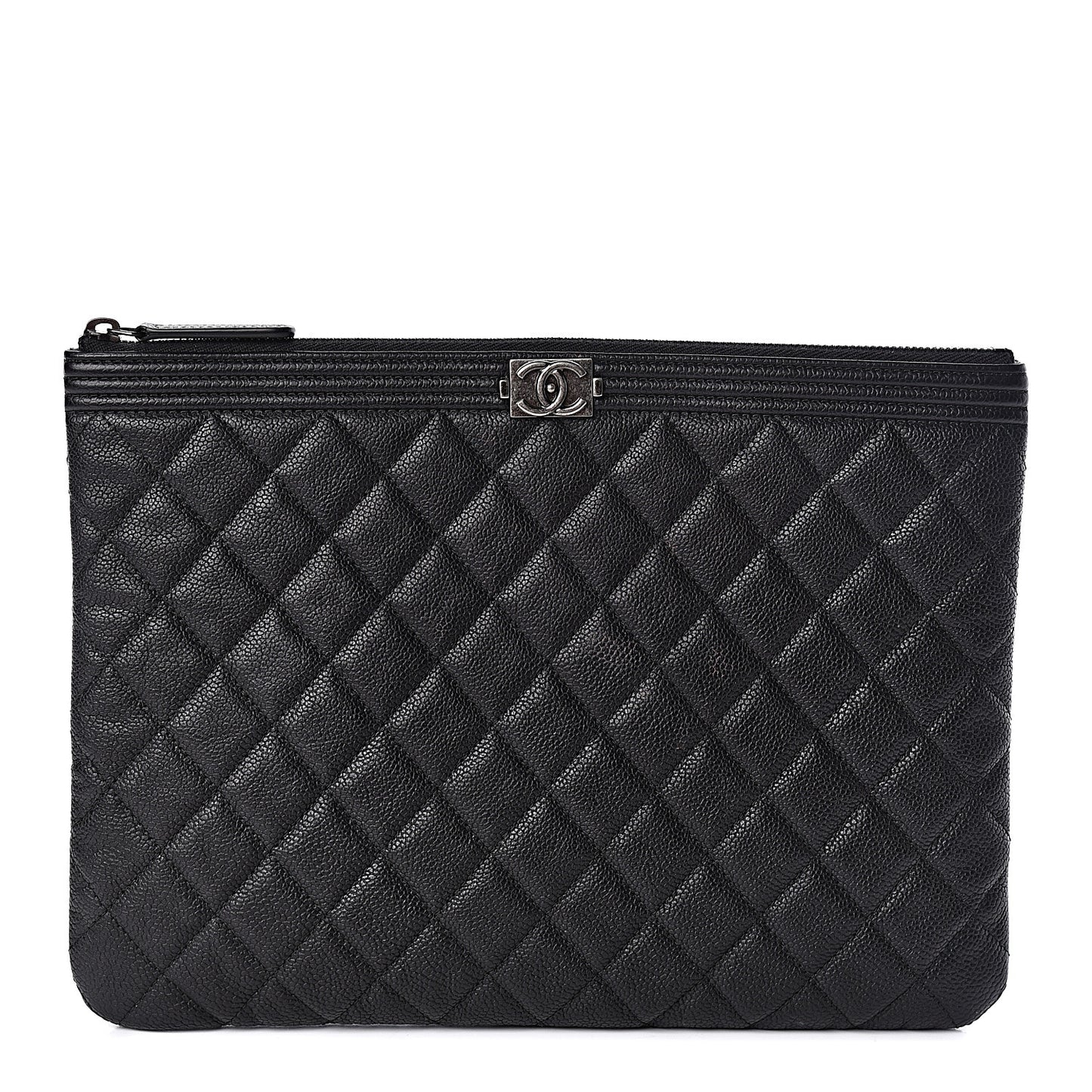 Caviar Quilted Medium Boy Cosmetic Case Black