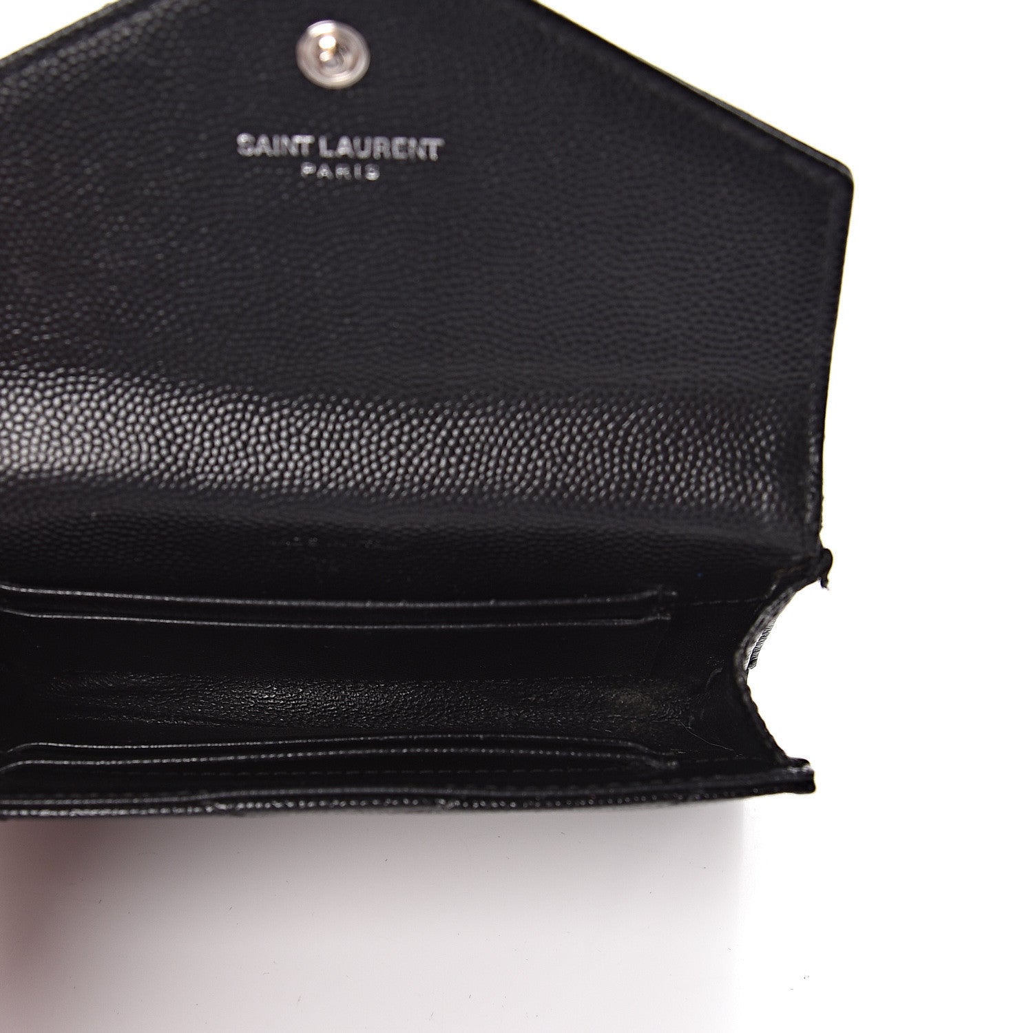Saint Laurent Grain De Poudre Matelasse Chevron Small Monogram Envelope Wallet Black 5 of 7