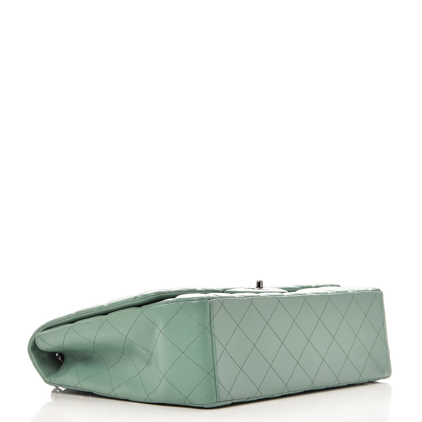 Lambskin Quilted Maxi Single Flap Green