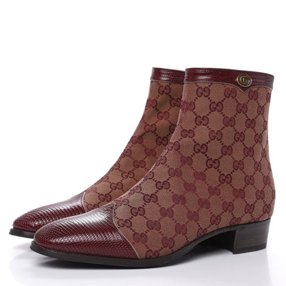 Gucci GG Monogram Lizard Mens GG Ankle Boots 9 Sahara Rubino Bright Bordeaux 3 of 9
