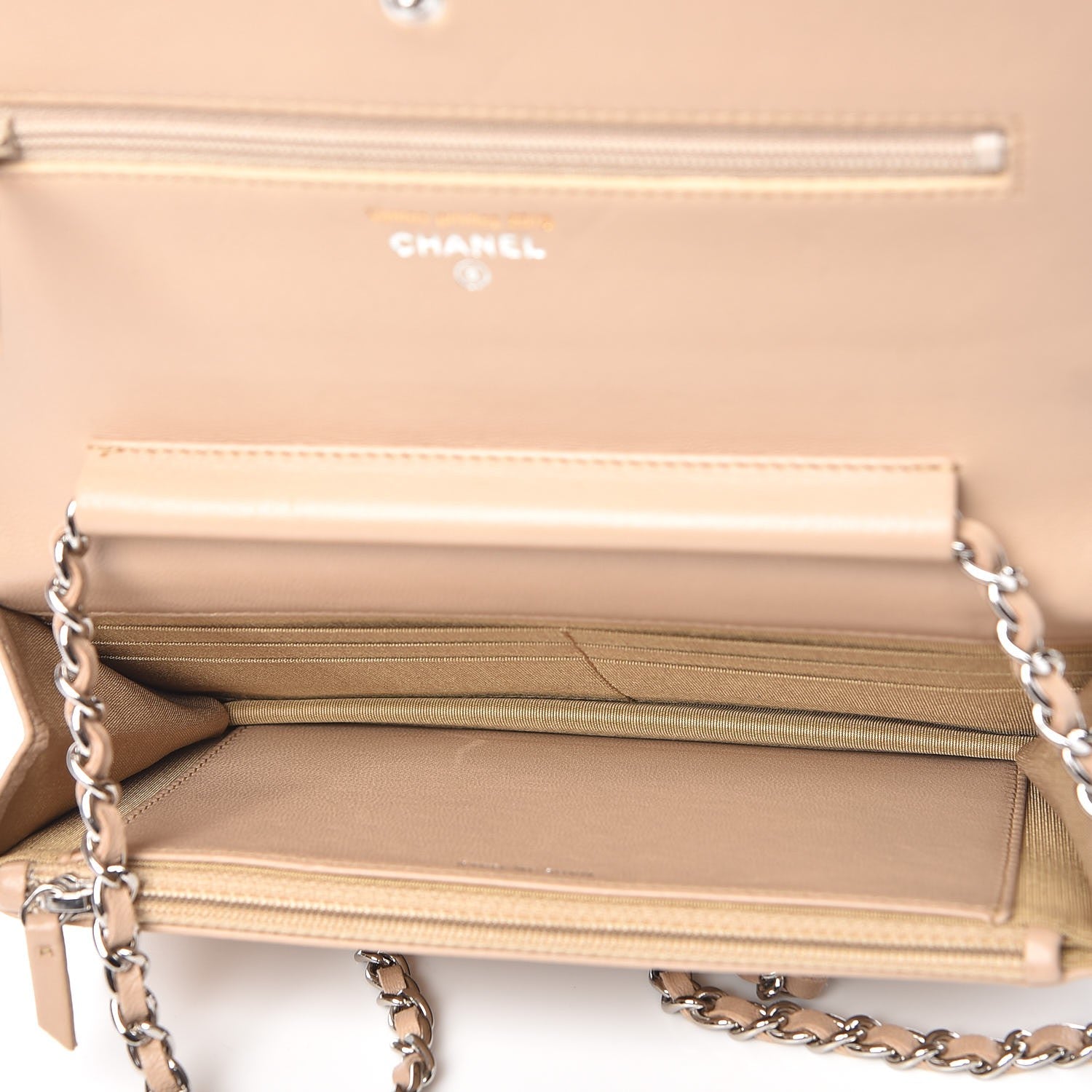 Chanel Calfskin Diamond Stitch Wallet On Chain WOC Beige 5 of 10