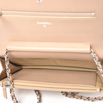 Chanel Calfskin Diamond Stitch Wallet On Chain WOC Beige 5 of 10