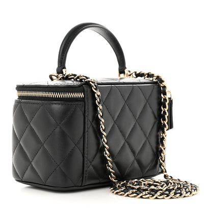 Chanel Lambskin Quilted Small Top Handle Vanity Case With Chain Black 3 of 11