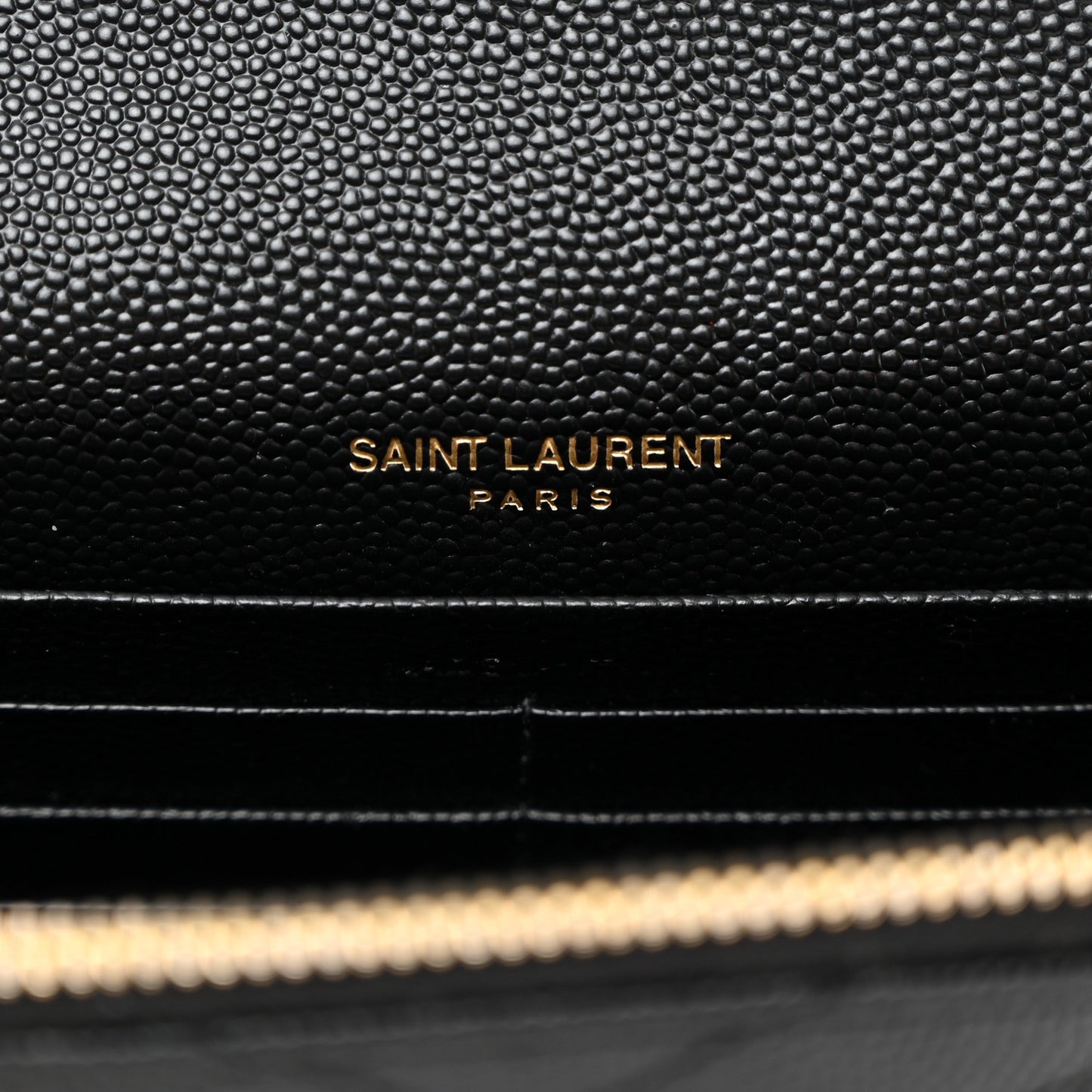 Grain De Poudre Matelasse Chevron Monogram Envelope Chain Wallet Black