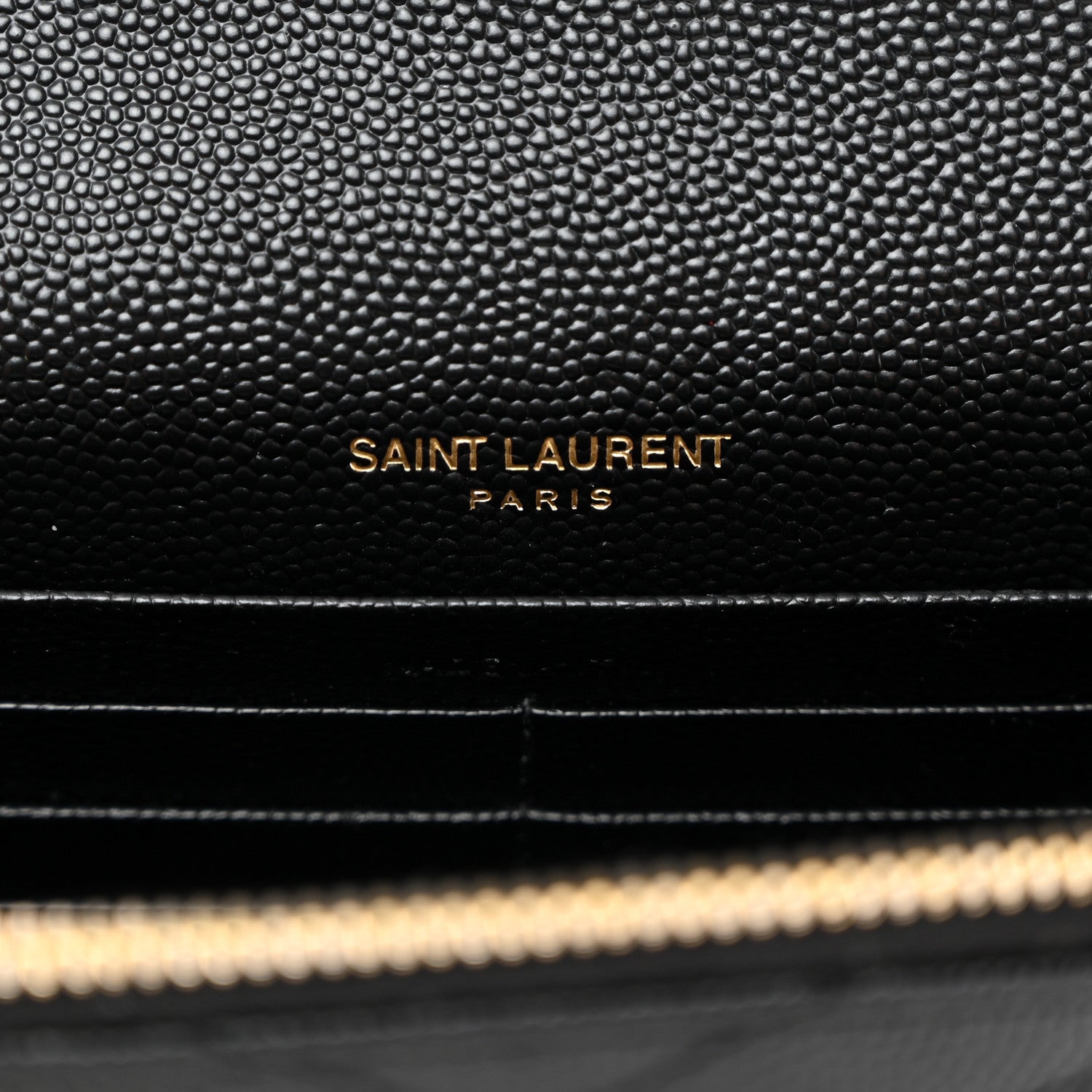 Saint Laurent Grain De Poudre Matelasse Chevron Monogram Envelope Chain Wallet Black 6 of 10